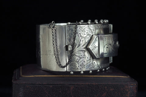 Victorian Wide Sterling Buckle Bangle