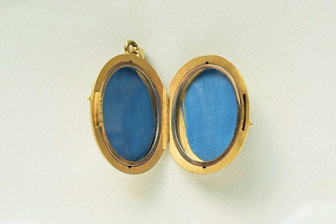 Antique French Diamond Pearl Black Enamel Locket