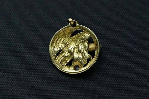 French Art Nouveau Eagle Diamond Pendant
