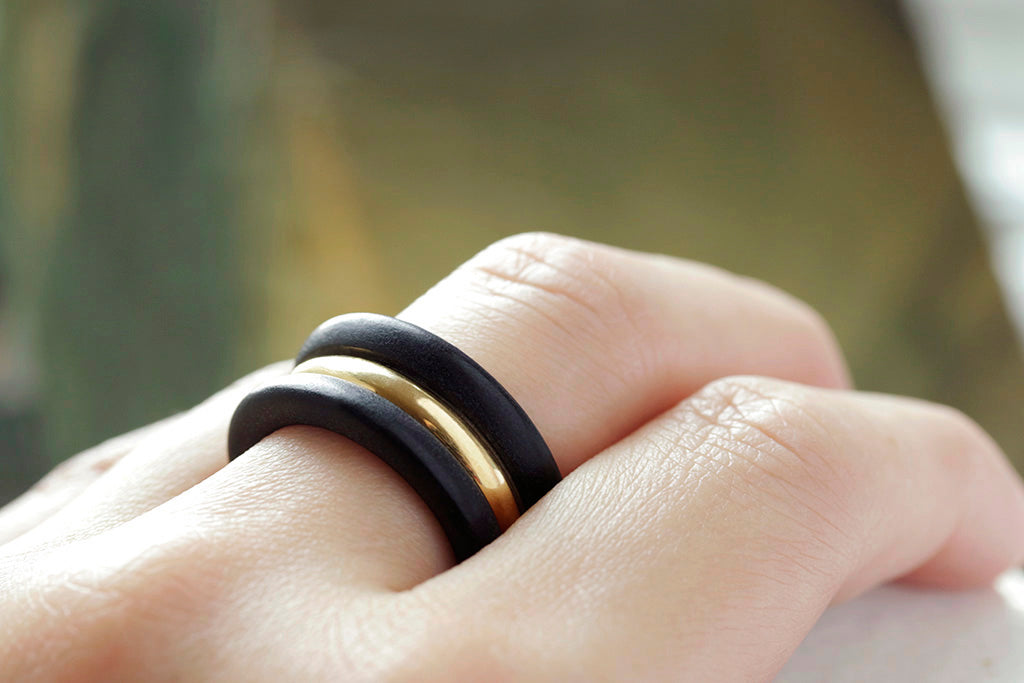 French Wood & Gold Ring