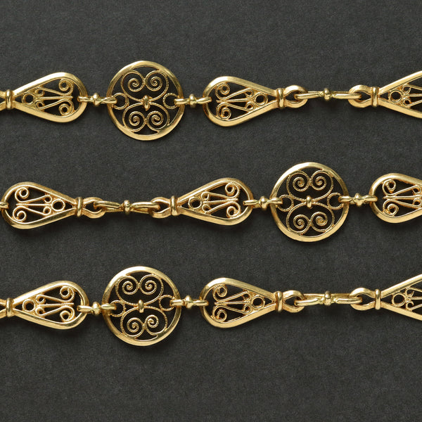 Antique French Filigree Sautoir Chain