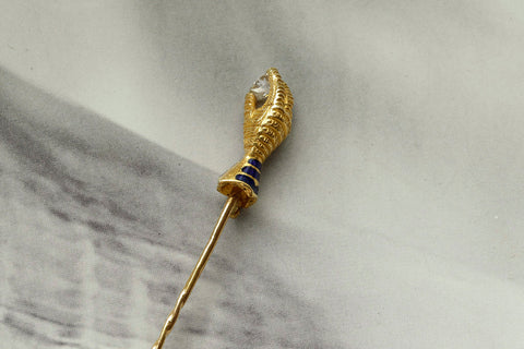 19th Century French Hand Stick Pin with Diamond
