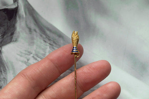 19th Century French Hand Stick Pin with Diamond