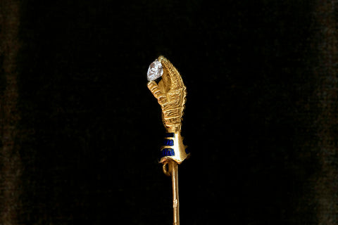 19th Century French Hand Stick Pin with Diamond
