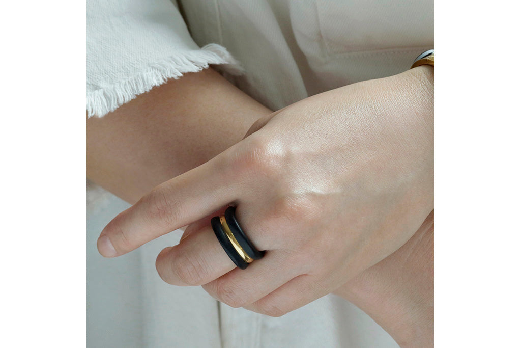 French Wood & Gold Ring