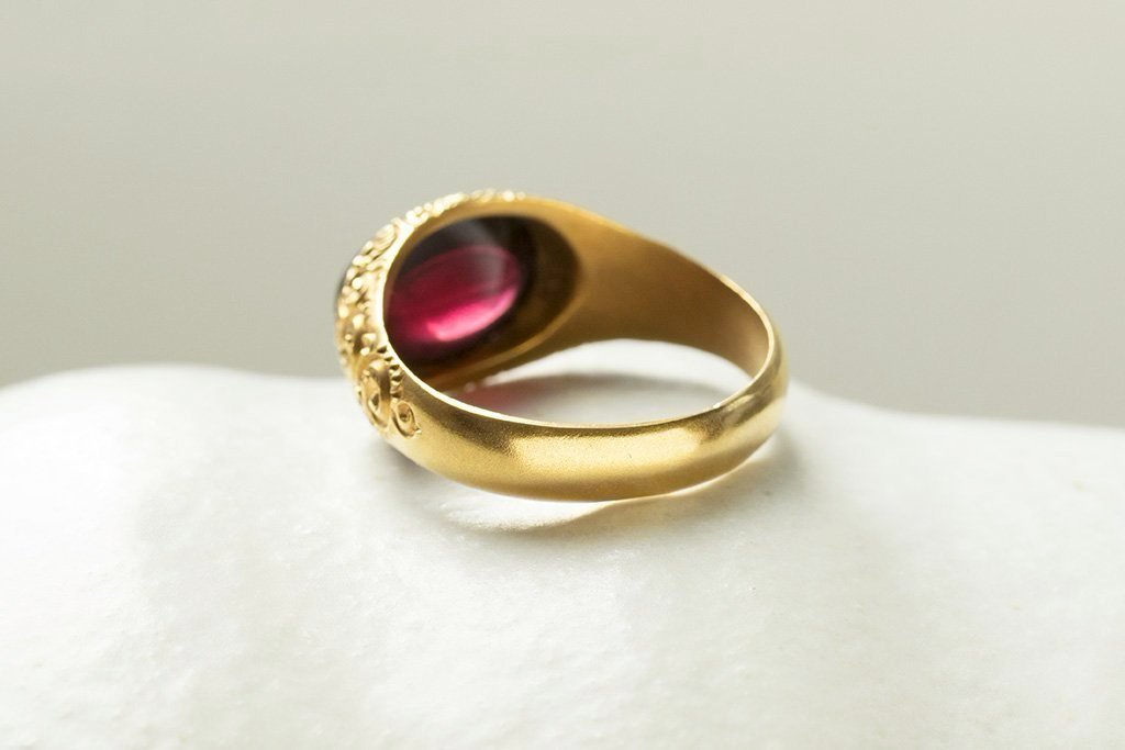 Victorian Open Back Garnet Cabochon Ring