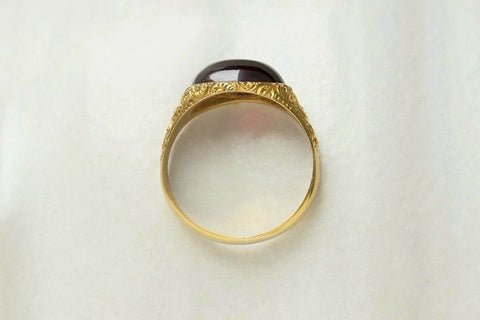 Victorian Open Back Garnet Cabochon Ring