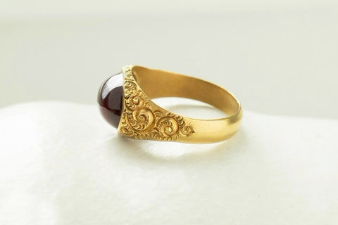 Victorian Open Back Garnet Cabochon Ring