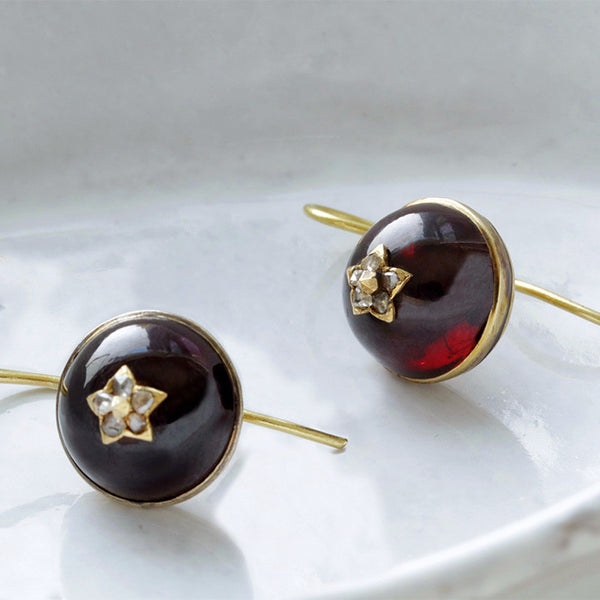 Victorian Garnet and Diamond Earrings