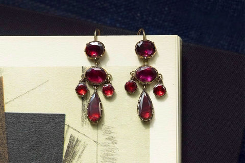Georgian Garnet Petite Girandole Earrings
