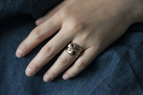 Edwardian Double Snake Garnet Ring