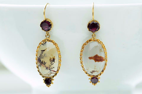 Late Georgian Agate and Garnet Earrings