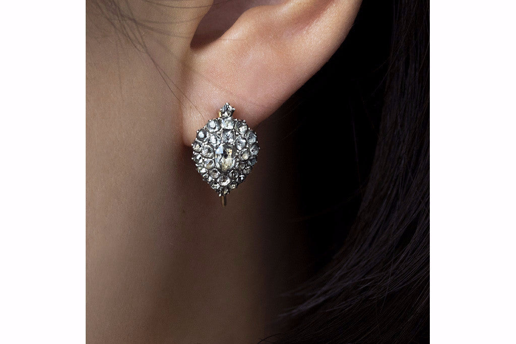 Georgian Heart Shaped Black Dot Paste Earrings