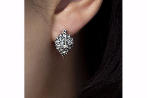 Georgian Heart Shaped Black Dot Paste Earrings