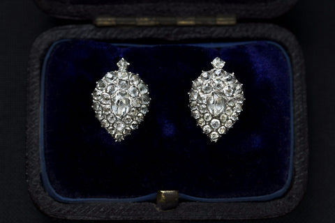Georgian Heart Shaped Black Dot Paste Earrings
