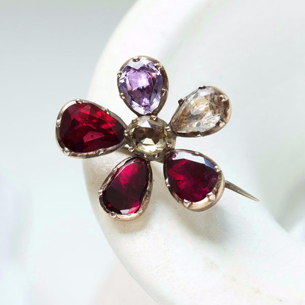 Georgian Gem Set Pansy Brooch