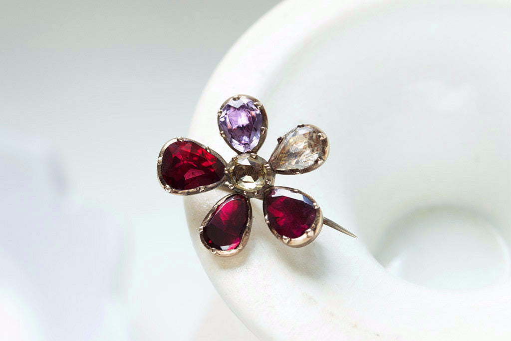Georgian Gem Set Pansy Brooch