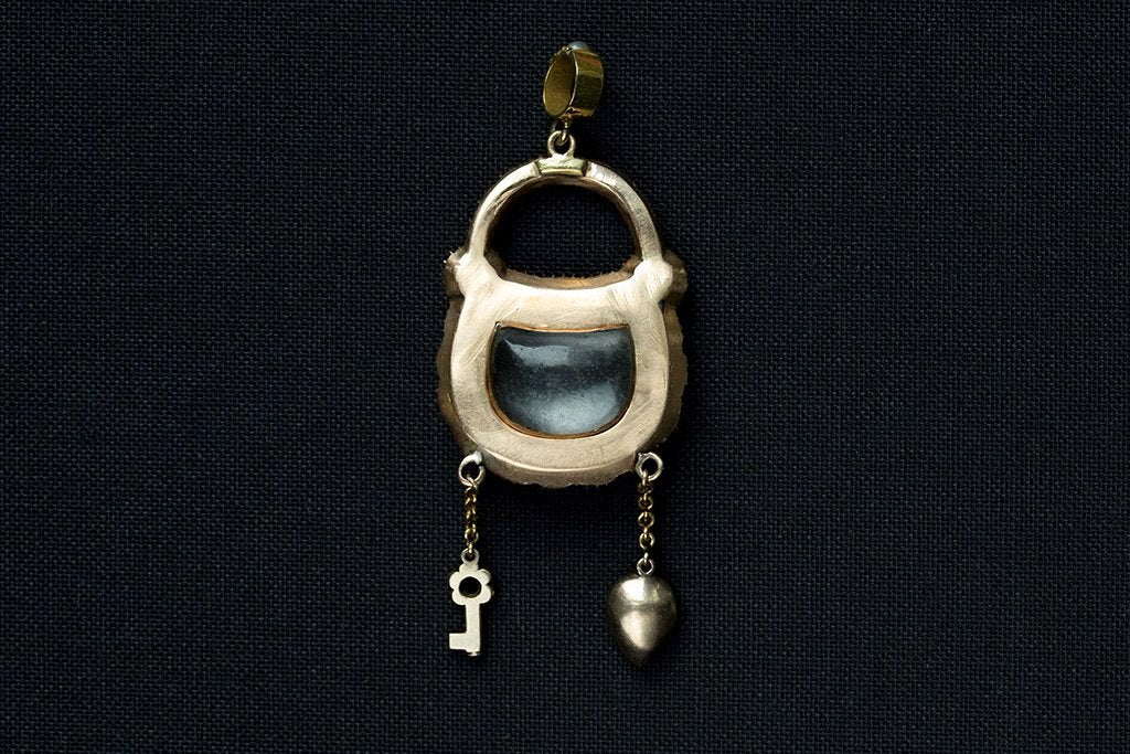 Georgian Emerald Pearl Diamond Padlock with Matching Chain