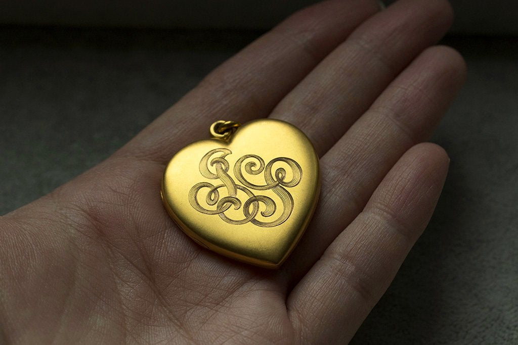 Edwardian Large Heart Gold Locket