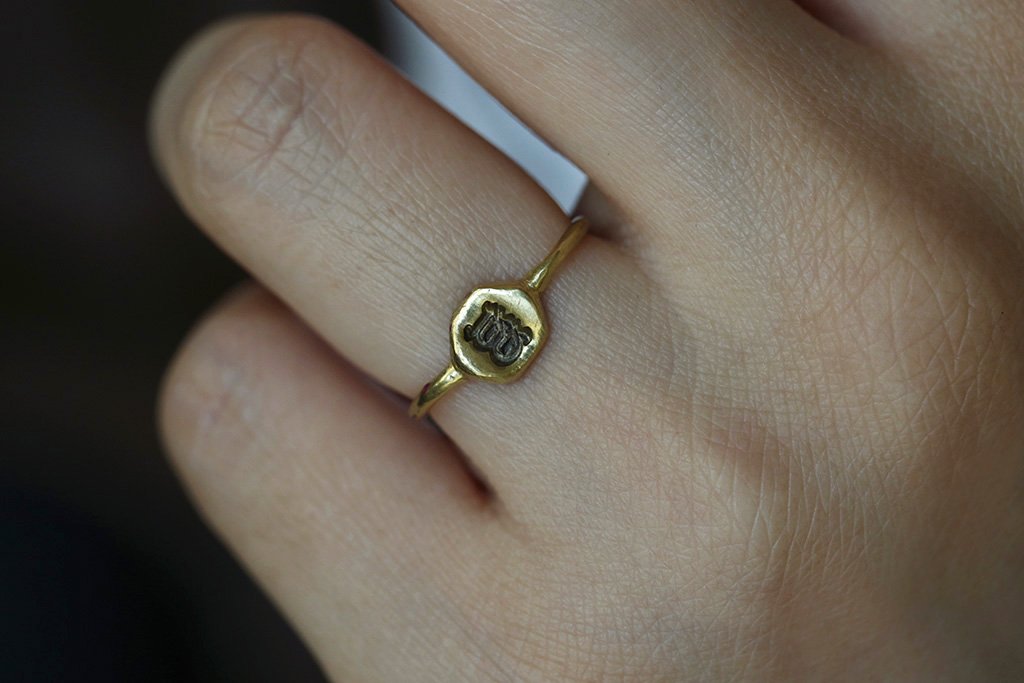 LAELIUS Antiques 15th Century Gothic Initial M Gold ring