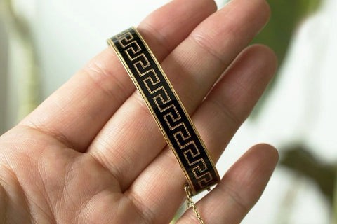 Victorian Greek Key Enamel Bangle
