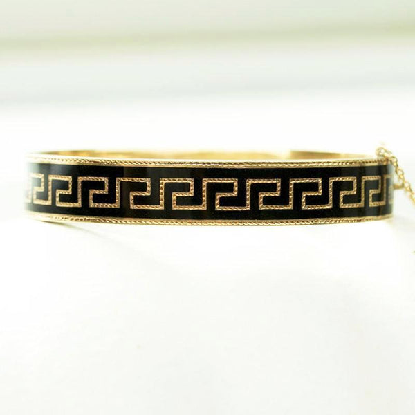 Victorian Greek Key Enamel Bangle