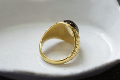 Large Cabochon Garnet Victorian Ring