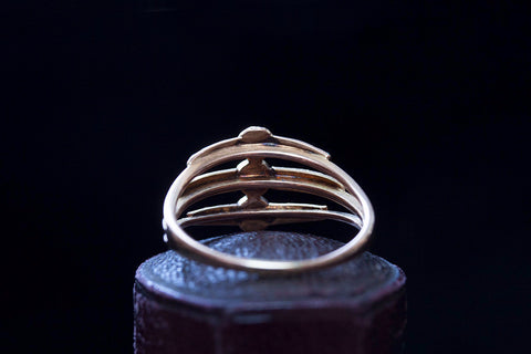 Victorian Harem Ring with Diamond and Turquoise