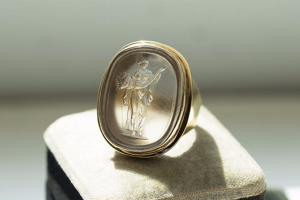 Antique Harvest Figure Tassie Intaglio Ring