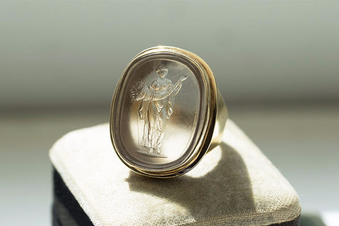 Antique Harvest Figure Tassie Ring
