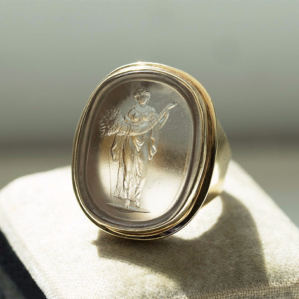 Antique Harvest Figure Tassie Ring