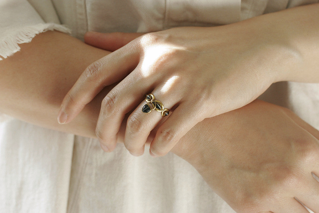Georgian Banded Agate Eternity Ring with Heart Locket