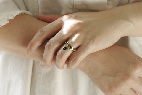Georgian Banded Agate Eternity Ring with Heart Locket