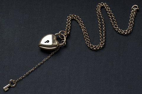 Victorian Heart Padlock & Key Necklace