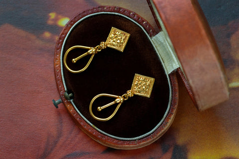 Vintage Indian 22k Gold Drop Earrings 