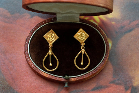 Vintage Indian 22k Gold Drop Earrings 
