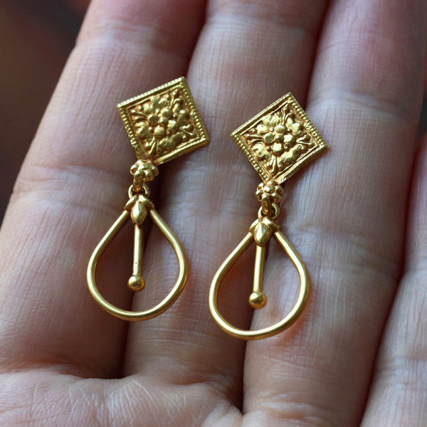 Vintage Indian 22k Gold Drop Earrings 