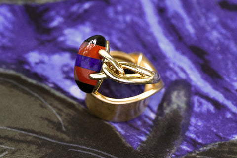 Inlaid Multi Stone Gold Ring