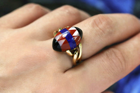 Inlaid Multi Stone Gold Ring