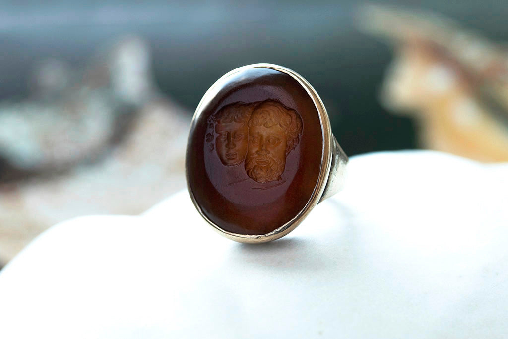 Lollipop Ring - 4.41ct Pear Aquamarine in Hand Carved Carnelian – Retrouvai
