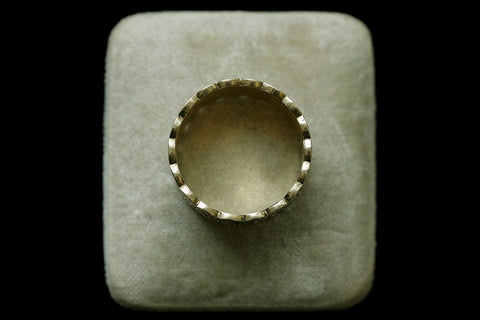 Black Enamel 'Lace' Wide Mourning Ring