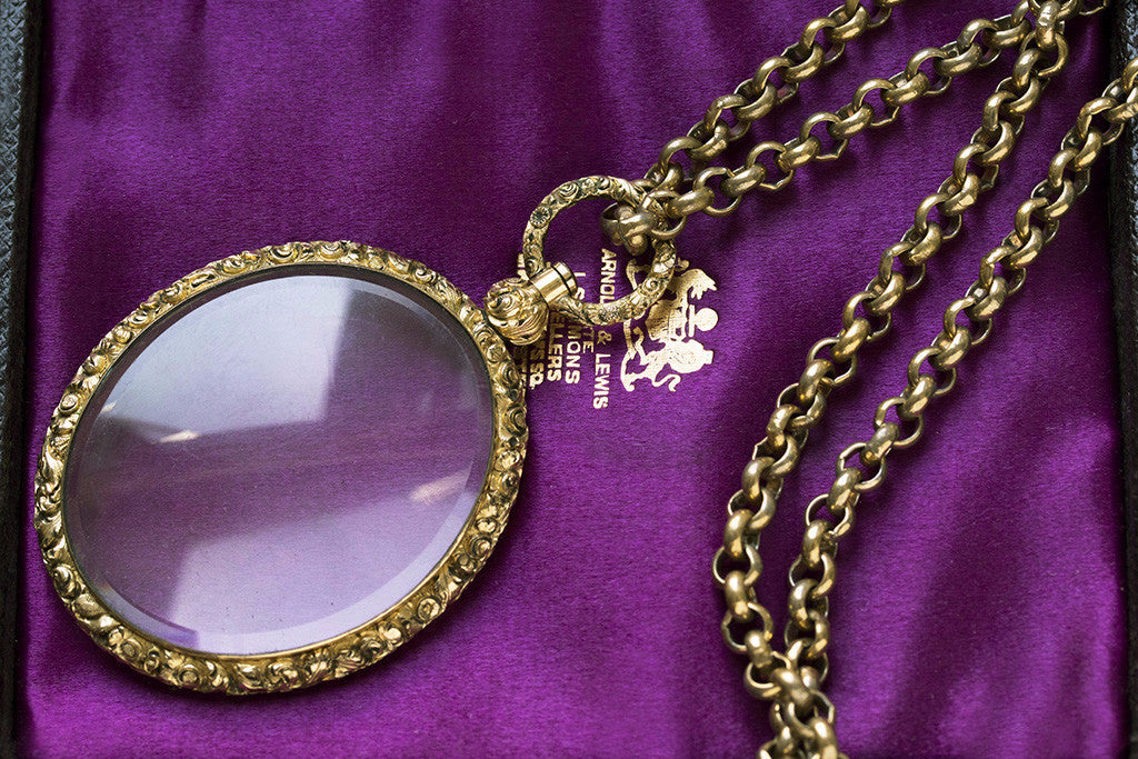 Large Georgian Engraved Locket and Chain