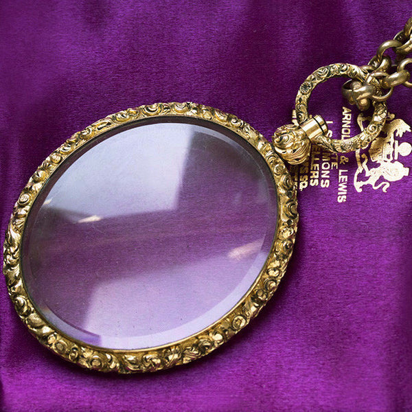 Large Georgian Engraved Locket and Chain