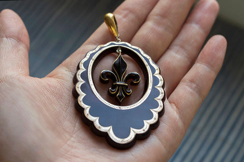Mid-Victorian Large Pique Pendant