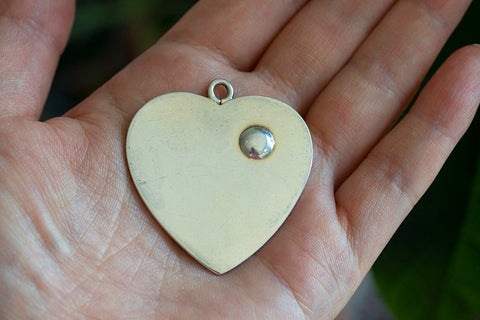 Large Enamel Heart Cherub Pendant