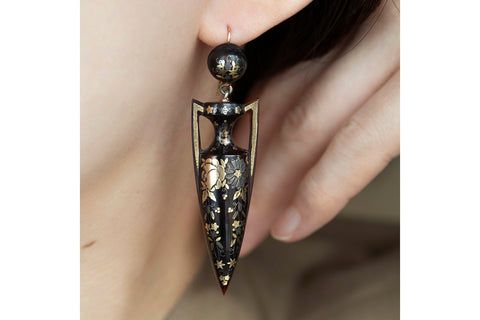 Large Victorian Piqué Urn Earrings