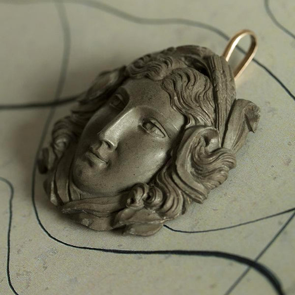 Large Victorian Carved Lava Pendant