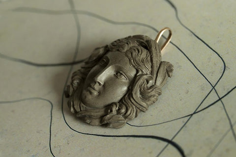 Large Victorian Carved Lava Pendant