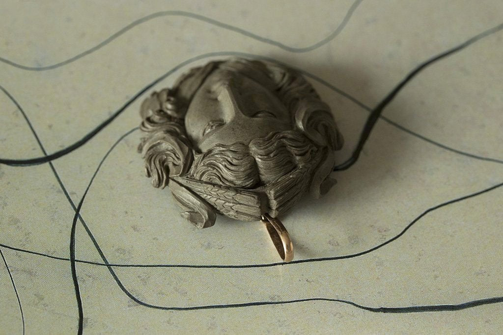 Large Victorian Carved Lava Pendant