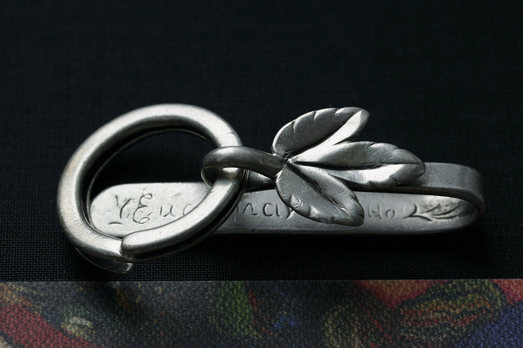 Sterling Silver Key Chain with Grape Leaf Motif